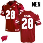 Men's Wisconsin Badgers NCAA #28 Taiwan Deal Red Authentic Under Armour Stitched College Football Jersey JQ31C34FE